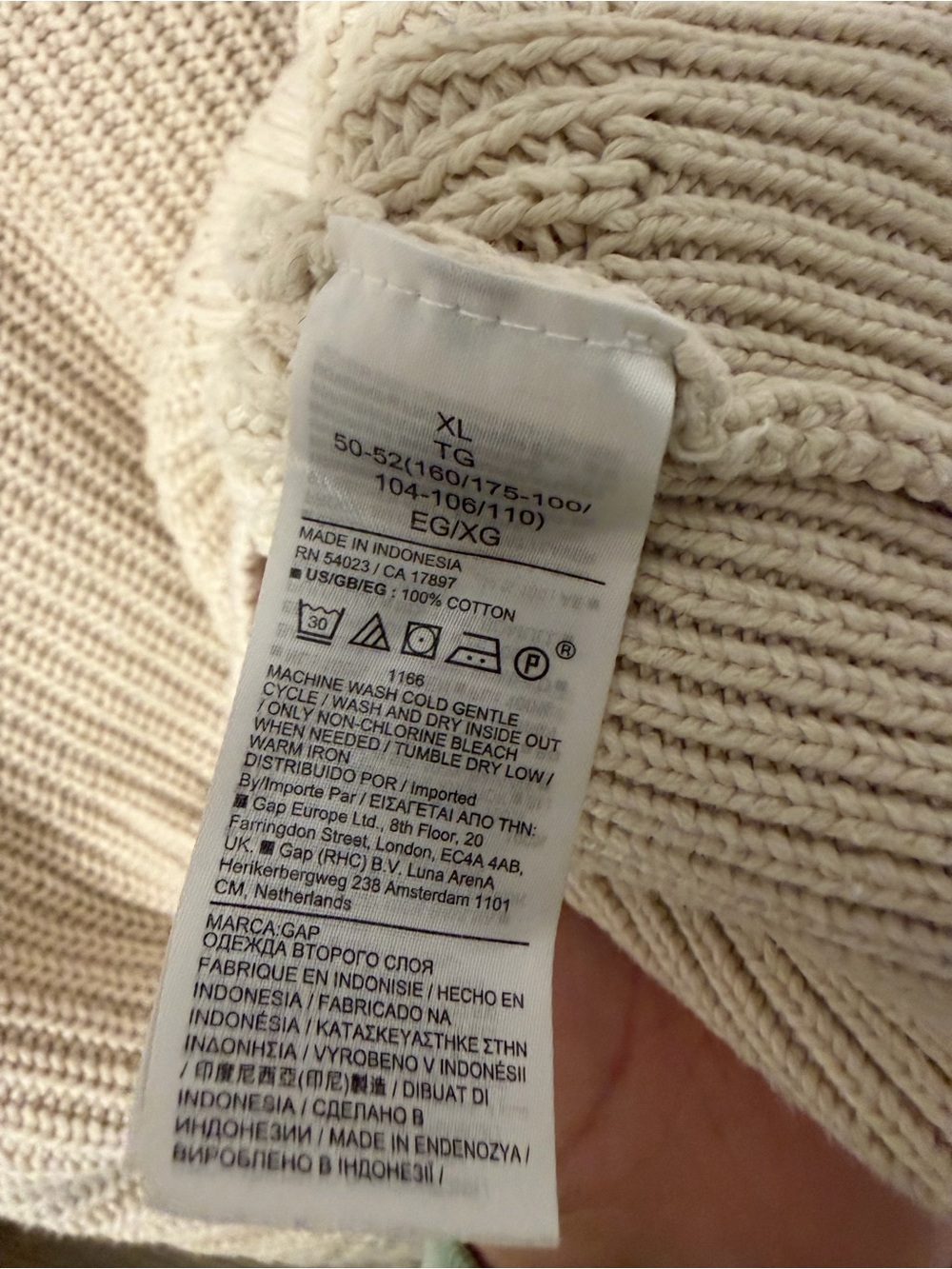GAP Shaker-Stitch Crewneck Sweater | Chino Beige | XL - Picture 6 of 6